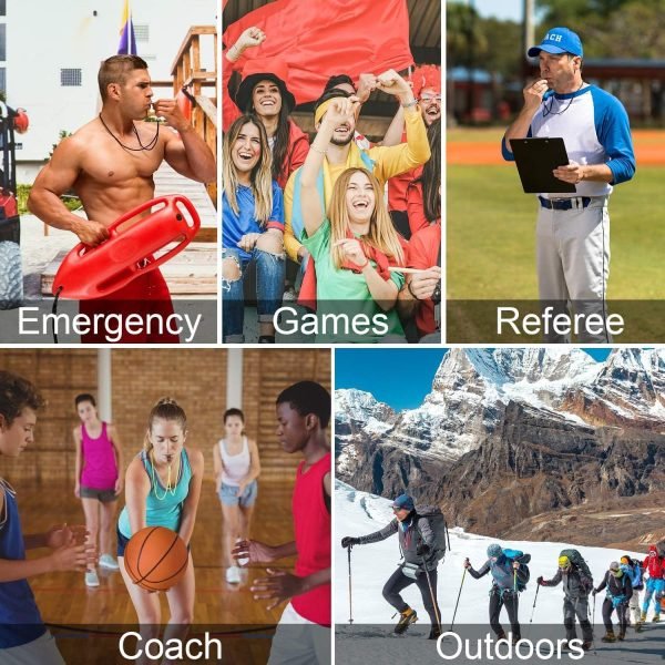 2 Pack Emergency Survival Whistle, 3-in-1 Emergency Whistles with Compass and Thermometer, Loud Safety Whistle with Lanyard for Outdoor Hiking