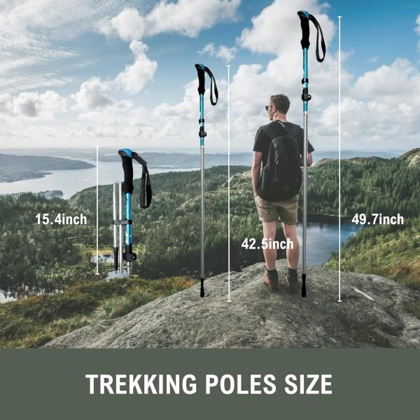 Trekking Poles for Hiking 2pc Collapsible Walking Sticks for Backpacking Aluminum Nordic Walking Sticks for Men and Women Ultralight Hiking Poles with Storage Bag and Eva Grips