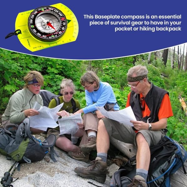 Orienteering Compass - Hiking Backpacking Compass - Advanced Scout Compass Camping and Navigation - Boy Scout Compass Kids - Childrens Compasses for Map Reading - Baseplate Compass Survival