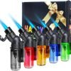 5 Pack Torch Lighter Mini Refillable Butane Lighters Single Jet Flame 45° Rotatable Torch Lighters Windproof Adjustable Butane Gas Lighter for Candle Camping Fireplace Party BBQ Grill(Without Fuel)