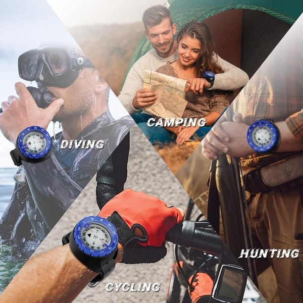 Scuba Compass, Professional Waterproof 5ATM Dive Wrist Compass with TPU Band for Outdoor Sports Diving, Sailing, Hiking, Survival Emergency