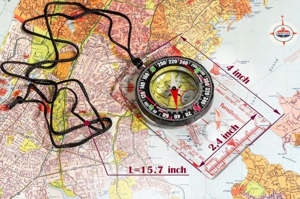 Orienteering Compass Hiking Backpacking Compass | Advanced Scout Compass Camping Navigation - Boy Scout Compass for Kids | Professional Field Compass for Map Reading - Best TurnOnSport Survival Gifts