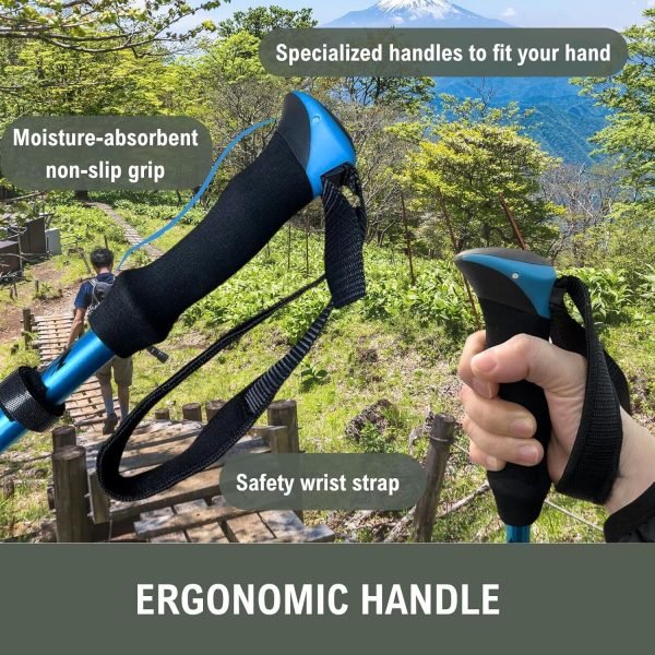 Trekking Poles for Hiking 2pc Collapsible Walking Sticks for Backpacking Aluminum Nordic Walking Sticks for Men and Women Ultralight Hiking Poles with Storage Bag and Eva Grips