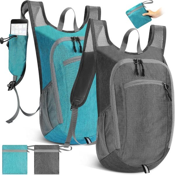 2 Pack 10L Hiking Backpack Lightweight Packable Hiking Daypacks Small Foldable Shoulder Bag for Women Men Travel Camping Outdoor, 2 Colors