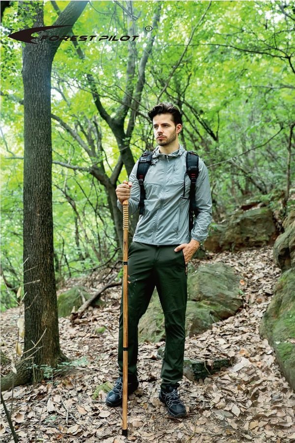 3-pc Detachable Hardwood Walking Stick Pine Handle with Compass (Nature Color, 55 Inches, 1 Piece)