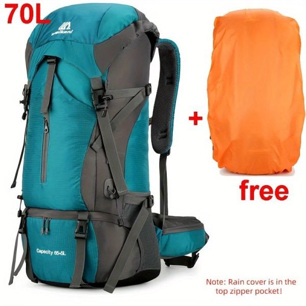 Nylon Camping Hiking Backpack, Travel Bag With Rain Cover, Outdoor Mountaineering Backpack, Men's Shoulder Bag Luggage Bag