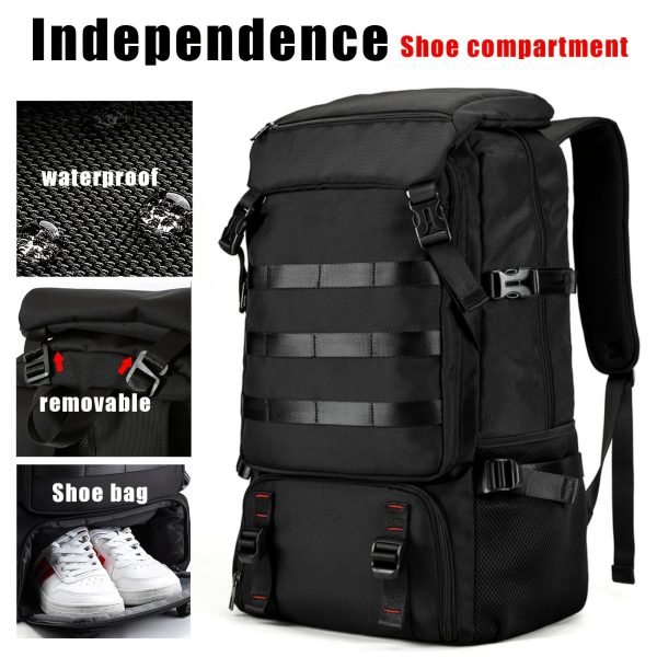 70L Large Capacity Men's Casual Travel Backpack For Outdoor Camping & Hiking, Laptop Storage Student Backpack