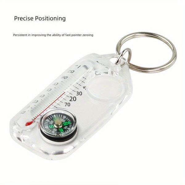 1pc Outdoor Portable Compass, Quick Hanging Mountaineering Keychain, Abs Finger North Pin Multifunctional Thermometer