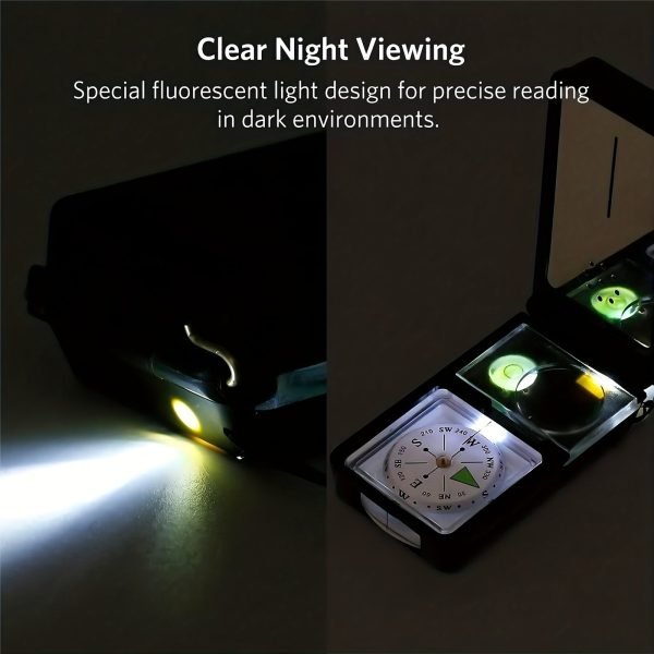 Ultimate Survival Compass with 10 Functions - Humidity Meter, Thermometer, Whistle, LED Flashlight, Igniter, Level Gauge - Perfect for Hiking, Camping, and Outdoor Adventures