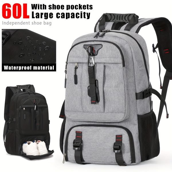 1pc Sports Outdoor Mountaineering Travel Backpack With Shoes Compartment, Large Capacity Waterproof School Bag, Ideal Choice For Gift