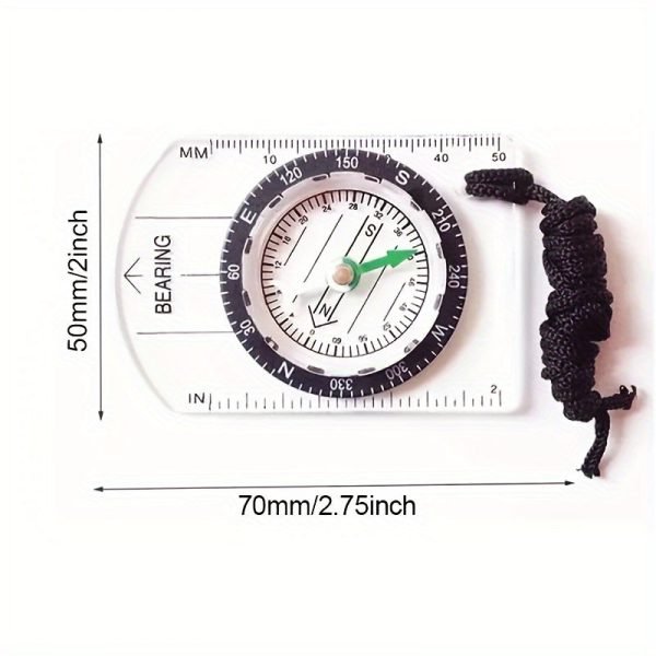 1pc Outdoor Transparent Plastic Compass, Suitable For Outdoor Camping And Hiking, With MM And INCH Ruler, Meter Scales, Travel Kit
