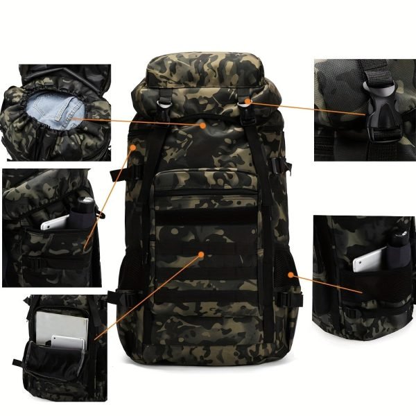 75L Men's Large Capacity Camouflage Backpack, Waterproof Travel Bag, Outdoor Mountaineering Backpack, Christmas, Halloween and Thanksgiving gifts
