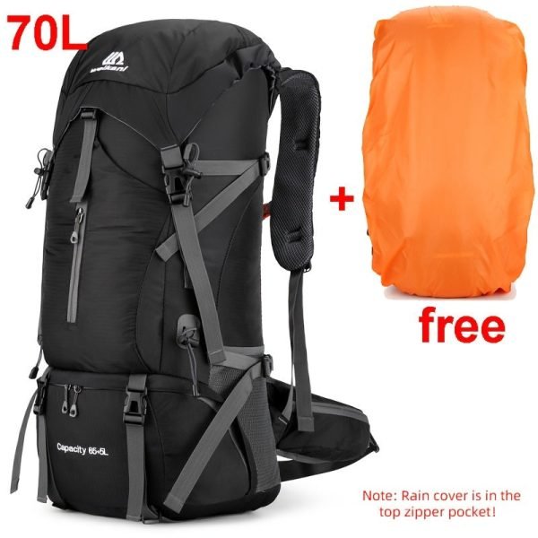 Nylon Camping Hiking Backpack, Travel Bag With Rain Cover, Outdoor Mountaineering Backpack, Men's Shoulder Bag Luggage Bag
