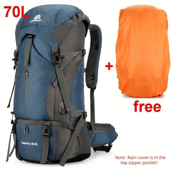 Nylon Camping Hiking Backpack, Travel Bag With Rain Cover, Outdoor Mountaineering Backpack, Men's Shoulder Bag Luggage Bag
