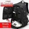 50/80L Travel Backpack With Shoe Compartment, Waterproof Sports Bagpack, Fits For 17-Inch Laptop