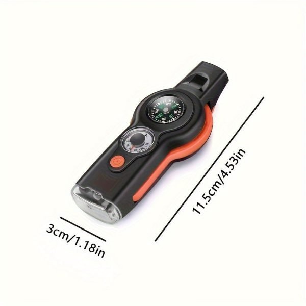 7-in-1 Emergency Survival Function Whistle, Multi-Function Whistle Compass, Outdoor Multifunctional Tool Safety Whistle With Lanyard, Ideal For Kayaking, Boating, Hiking, Camping, Climbing, Fishing, Rescue