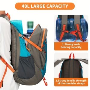 Large Capacity Mountaineering Backpack, Multi-functional Design, Tear Resistant Sports Backpack, High Strength Breathable Strap, Easy To Carry, Waterproof Camping Hiking Backpack