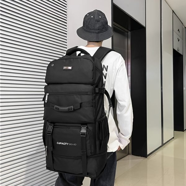 1pc 90L Expandable Large Capacity Mountaineering Backpack, Outdoor Luggage Bag, Camping Hiking Backpack, Travel Business Trip Bag