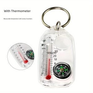 1pc Outdoor Portable Compass, Quick Hanging Mountaineering Keychain, Abs Finger North Pin Multifunctional Thermometer