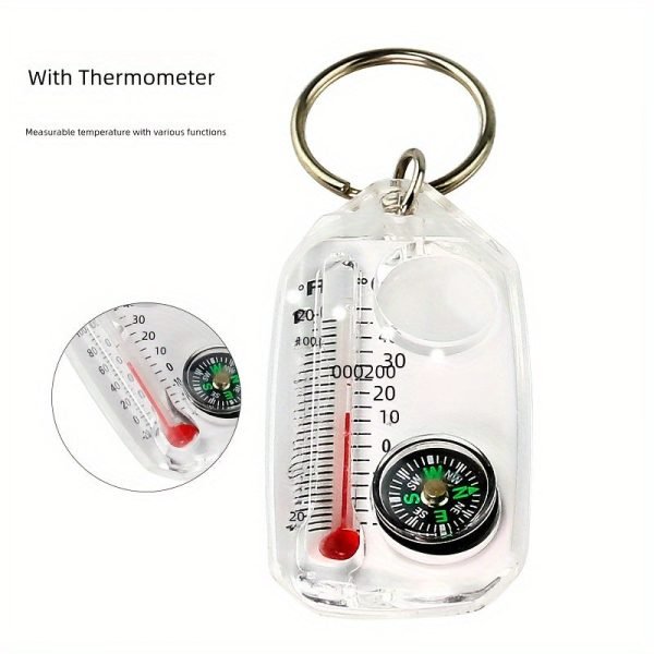 1pc Outdoor Portable Compass, Quick Hanging Mountaineering Keychain, Abs Finger North Pin Multifunctional Thermometer