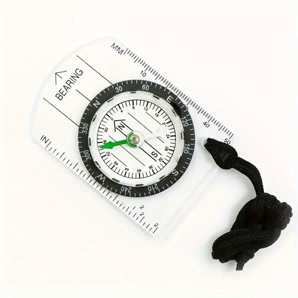 1pc Outdoor Transparent Plastic Compass, Suitable For Outdoor Camping And Hiking, With MM And INCH Ruler, Meter Scales, Travel Kit