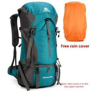 Nylon Camping Hiking Backpack, Travel Bag With Rain Cover, Outdoor Mountaineering Backpack, Men's Shoulder Bag Luggage Bag