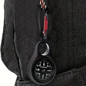 All-In-One Compass And Carabiner - Stainless Steel, Waterproof For Hiking, Camping, Fishing