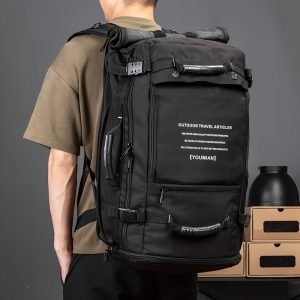 1pc Men's Extra Large Travel Bag, Outdoor Mountaineering Backpack, Waterproof Extra Large Capacity Business Travel Luggage Backpack