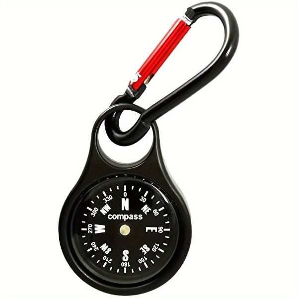 All-In-One Compass And Carabiner - Stainless Steel, Waterproof For Hiking, Camping, Fishing