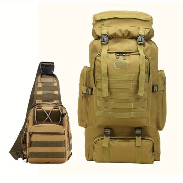 2 Large-Capacity Camouflage Soft Shell Backpack with Drawstring Closure, Cord Embellishment, and Geometric Pattern - Machine Washable, Normal Waterproof, Ideal for Climbing and Outdoor Adventures