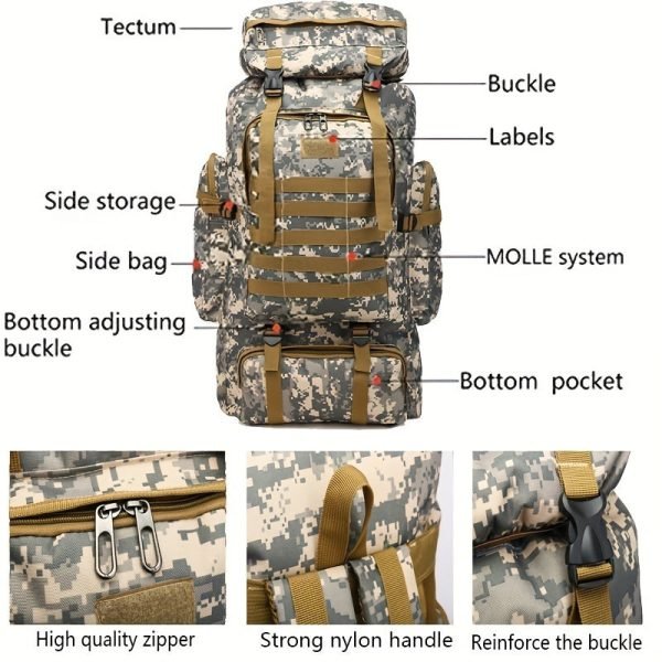 2 Large-Capacity Camouflage Soft Shell Backpack with Drawstring Closure, Cord Embellishment, and Geometric Pattern - Machine Washable, Normal Waterproof, Ideal for Climbing and Outdoor Adventures