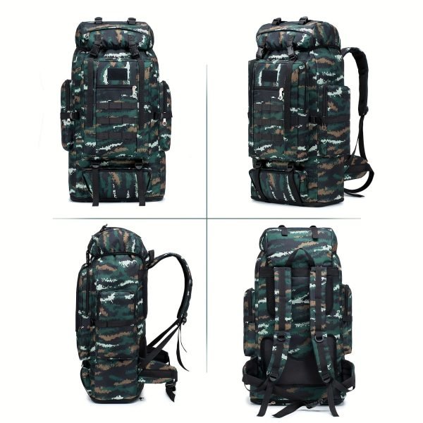 Hiking Backpack 70-100L Expandable Tactical Backpack 600D Oxford Camping Backpack Outdoor Sports Daypack (Black)