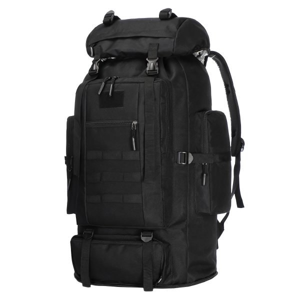 Hiking Backpack 70-100L Expandable Tactical Backpack 600D Oxford Camping Backpack Outdoor Sports Daypack (Black)