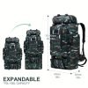 Hiking Backpack 70-100L Expandable Tactical Backpack 600D Oxford Camping Backpack Outdoor Sports Daypack (Black)