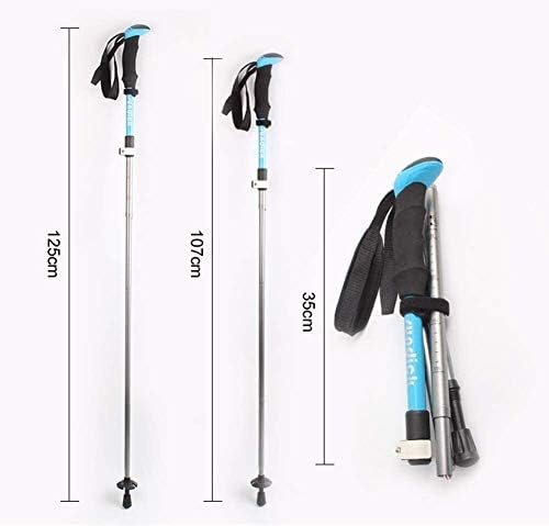 Outdoor Mountain Climbing Folding Straight Handle Trekking Pole,Ultra Light Firm Aluminum Alloy Quick-Lock Telescopic