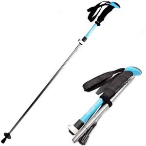 Outdoor Mountain Climbing Folding Straight Handle Trekking Pole,Ultra Light Firm Aluminum Alloy Quick-Lock Telescopic