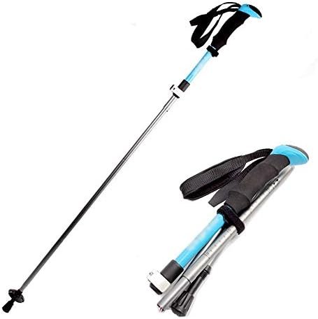 Outdoor Mountain Climbing Folding Straight Handle Trekking Pole,Ultra Light Firm Aluminum Alloy Quick-Lock Telescopic