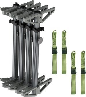 Climbing Sticks, Non-Slip Tree Step Tree Climbing Sticks for Hunting, Lightweight Aluminum Hunting Climbing Steps 17'', with Climbing Straps, Climbing Stick for Tree Stand-4 Pack