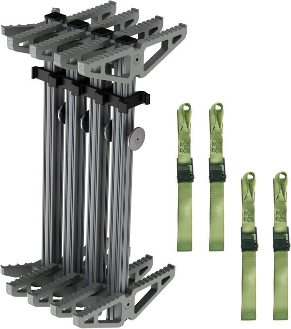 Climbing Sticks, Non-Slip Tree Step Tree Climbing Sticks for Hunting, Lightweight Aluminum Hunting Climbing Steps 17'', with Climbing Straps, Climbing Stick for Tree Stand-4 Pack