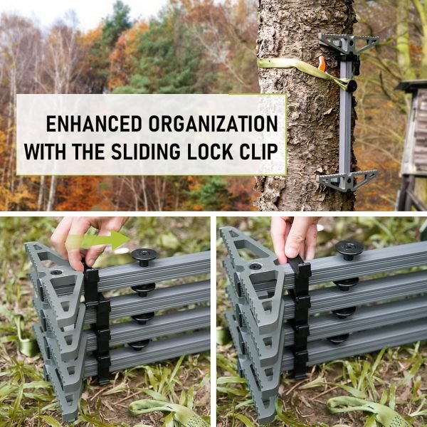 Climbing Sticks, Non-Slip Tree Step Tree Climbing Sticks for Hunting, Lightweight Aluminum Hunting Climbing Steps 17'', with Climbing Straps, Climbing Stick for Tree Stand-4 Pack