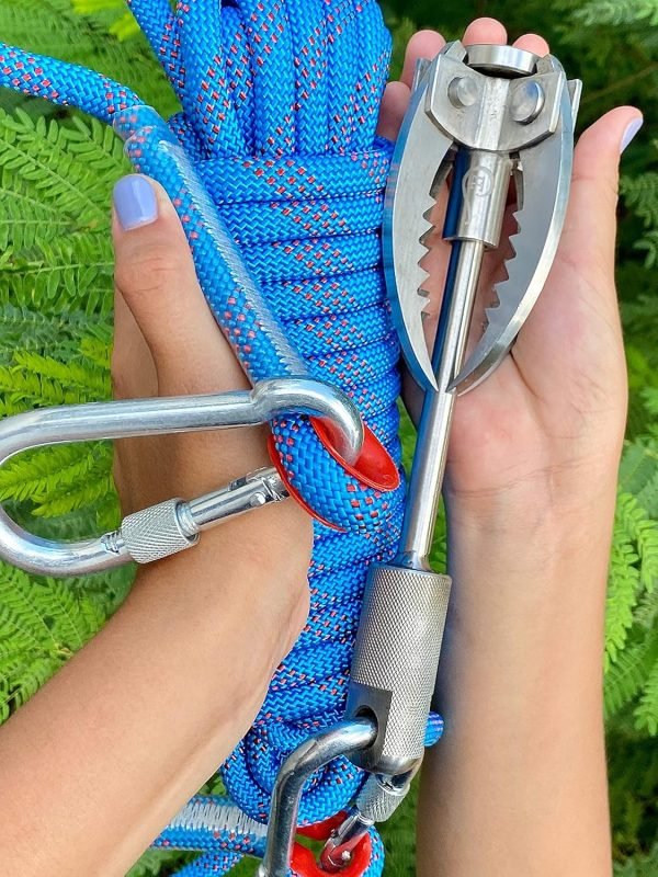 Grappling Hook with Rope 32ft. Set. 4-Claw Folding Durable Stainless Steel Compact Perfect for Outdoor Survival, Retrieval, Camping, Hiking, Tree Mountain, and Climbing